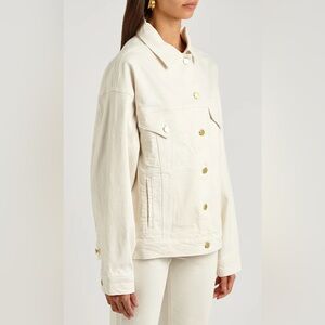 Frame Denim Women's Ivory Jean Jacket with Gold Buttons